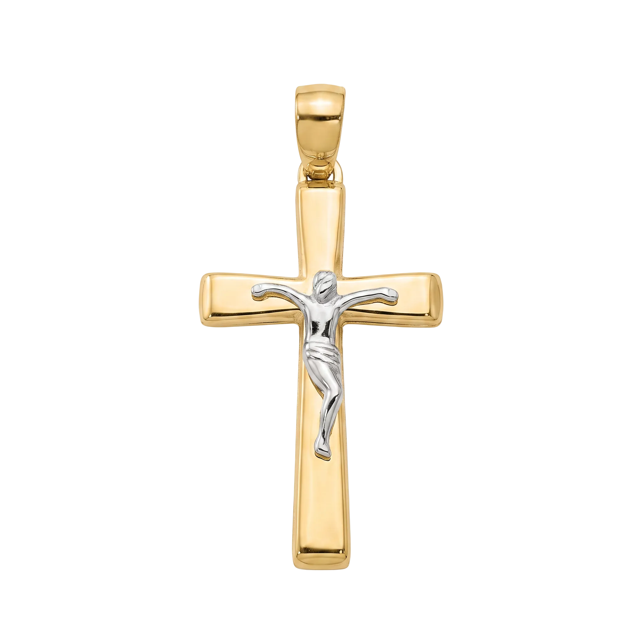 18K Two Tone Gold Crucifix Pendant