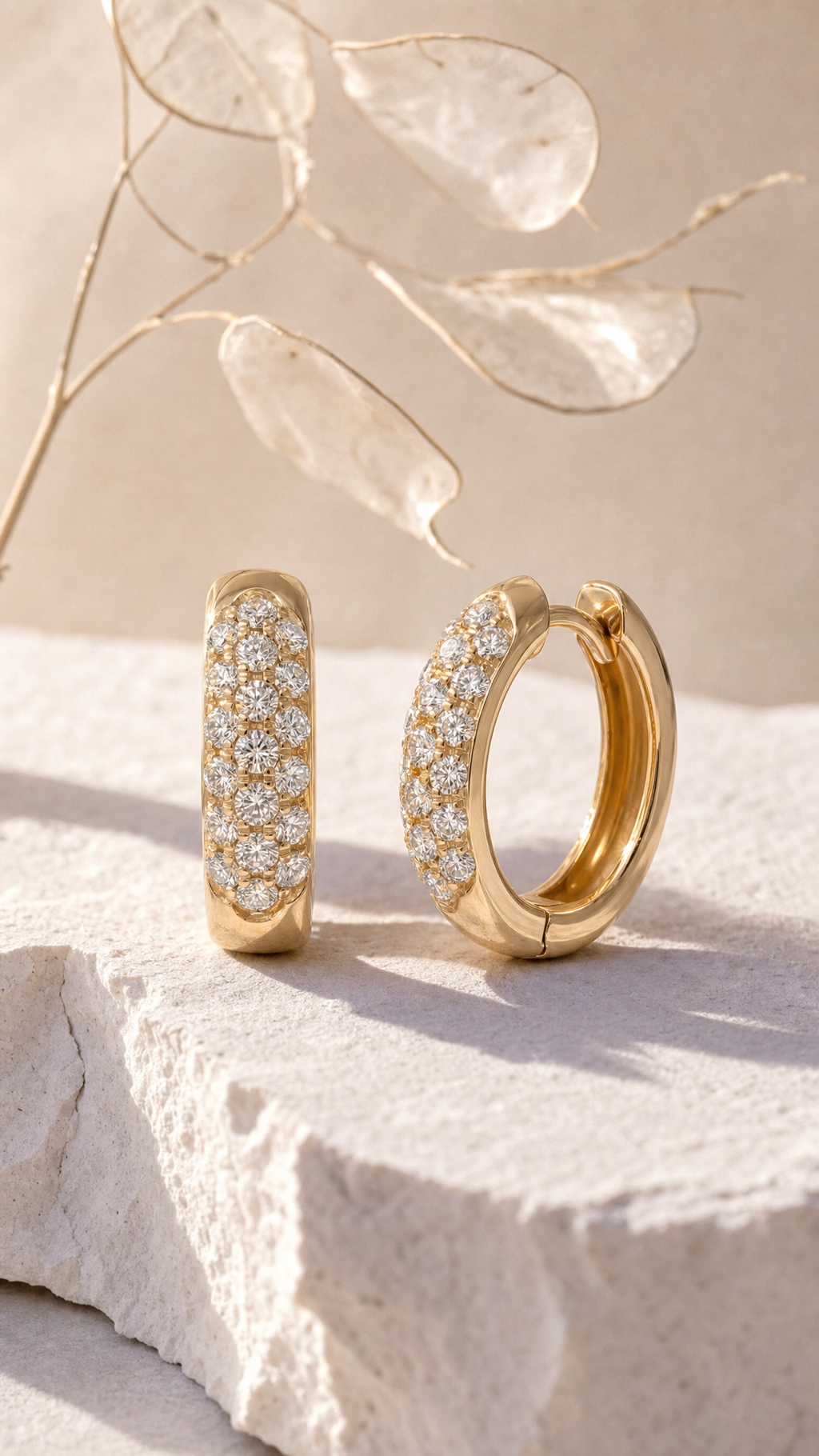 Diamond Yellow Gold Hoop Earrings