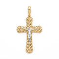 18K Two Tone Gold Large Filigree Crucifix Pendant