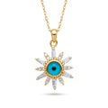 18K Yellow Gold Cubic Zirconia Evil Eye Necklace