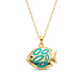 18K Yellow Gold Enamel Fish Necklace