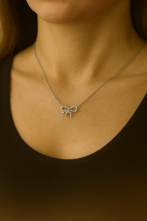 18K Gold Natural Diamond Necklace White Gold