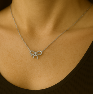 18K Gold Natural Diamond Necklace White Gold