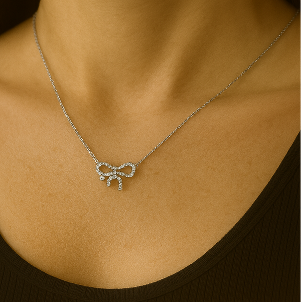 18K Gold Natural Diamond Necklace White Gold