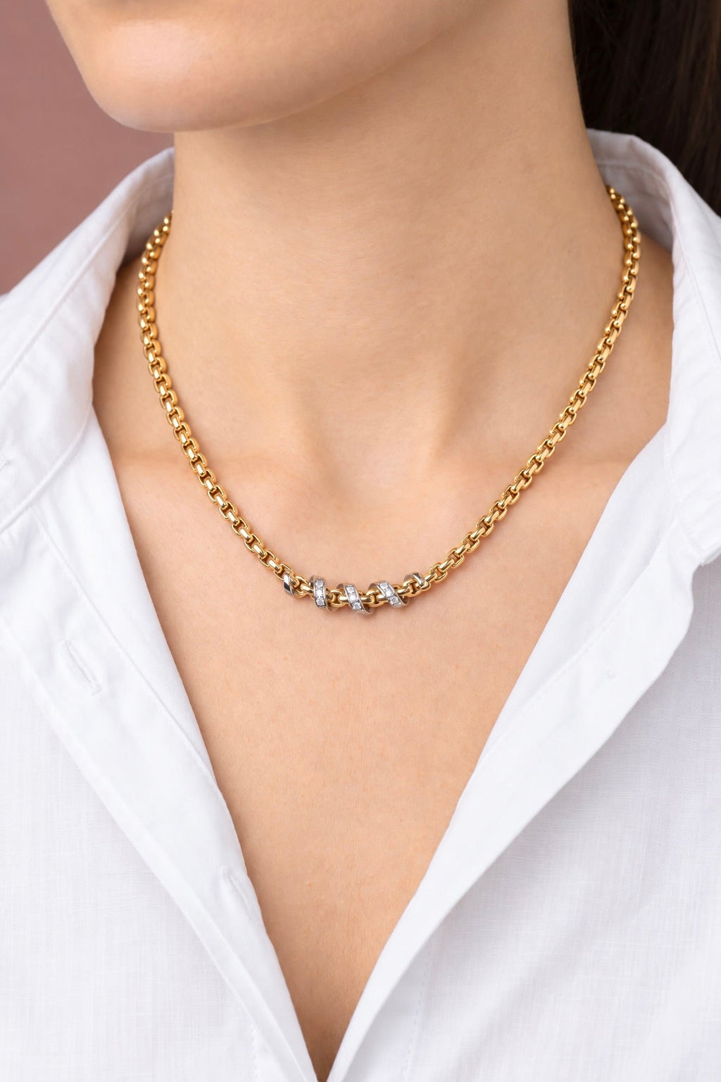 Diamond Two Tone Gold Necklace