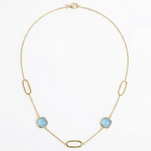 18K Yellow Gold Aquamarine Chain Necklace