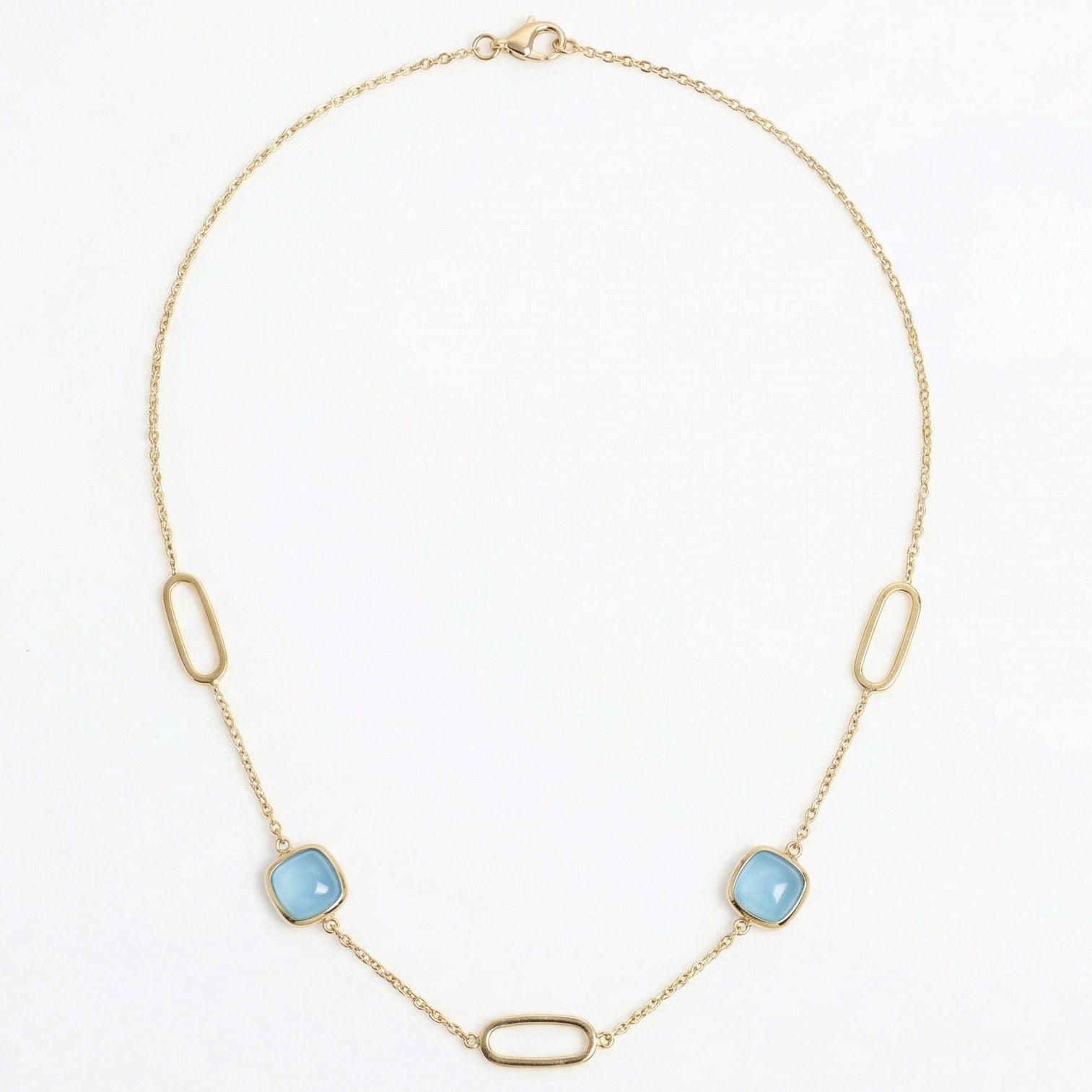 18K Yellow Gold Aquamarine Chain Necklace