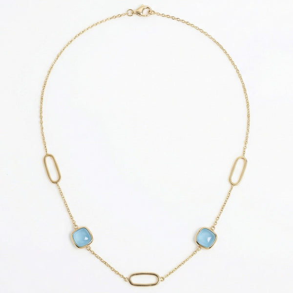 18K Yellow Gold Aquamarine Chain Necklace