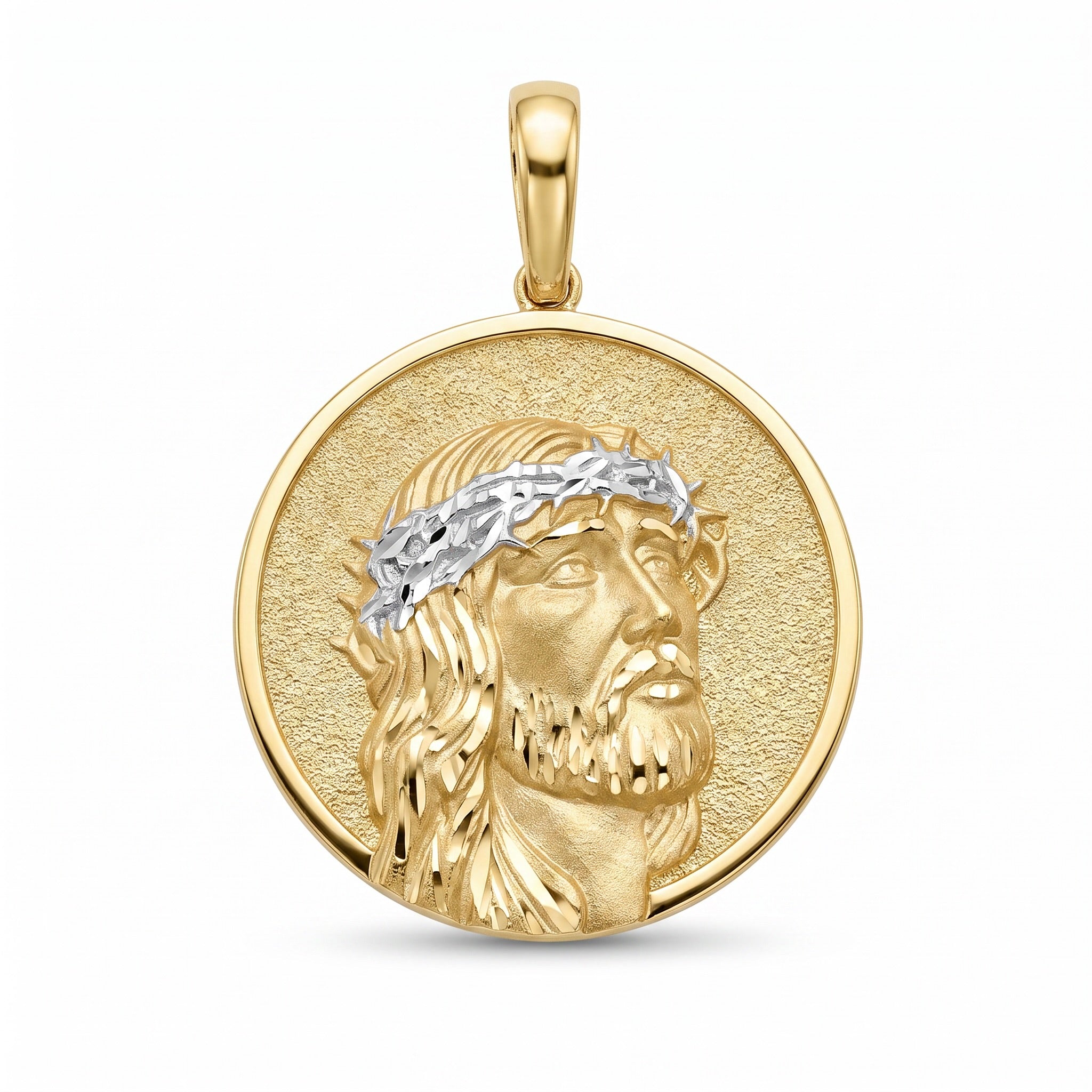 18K Two Tone Gold Pendant Jesus Icon