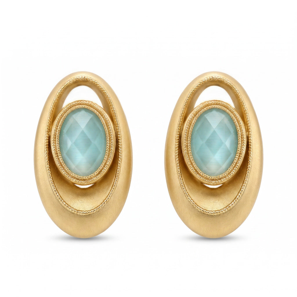 18K Yellow Gold Aquamarine Drop Earring