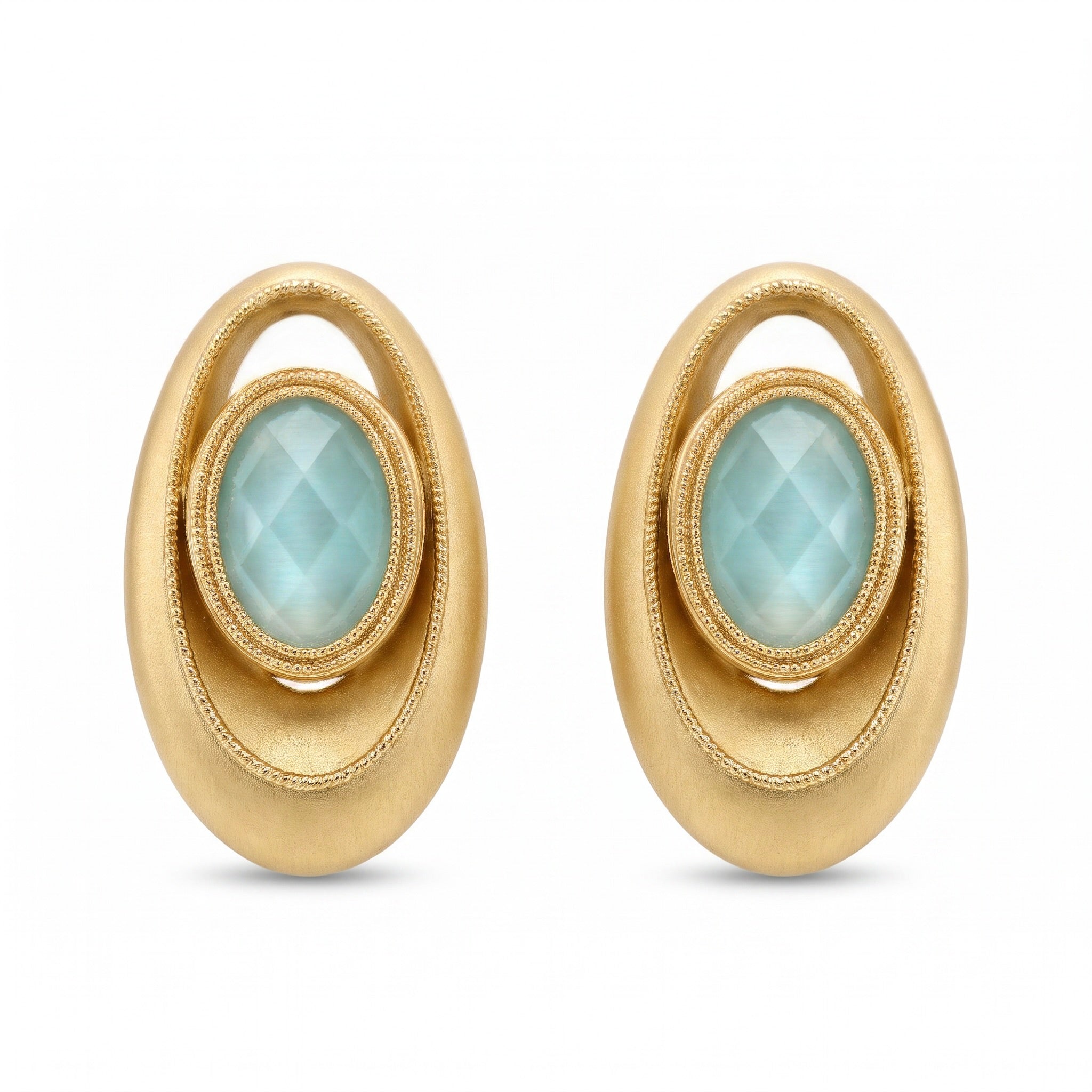 18K Yellow Gold Aquamarine Drop Earring