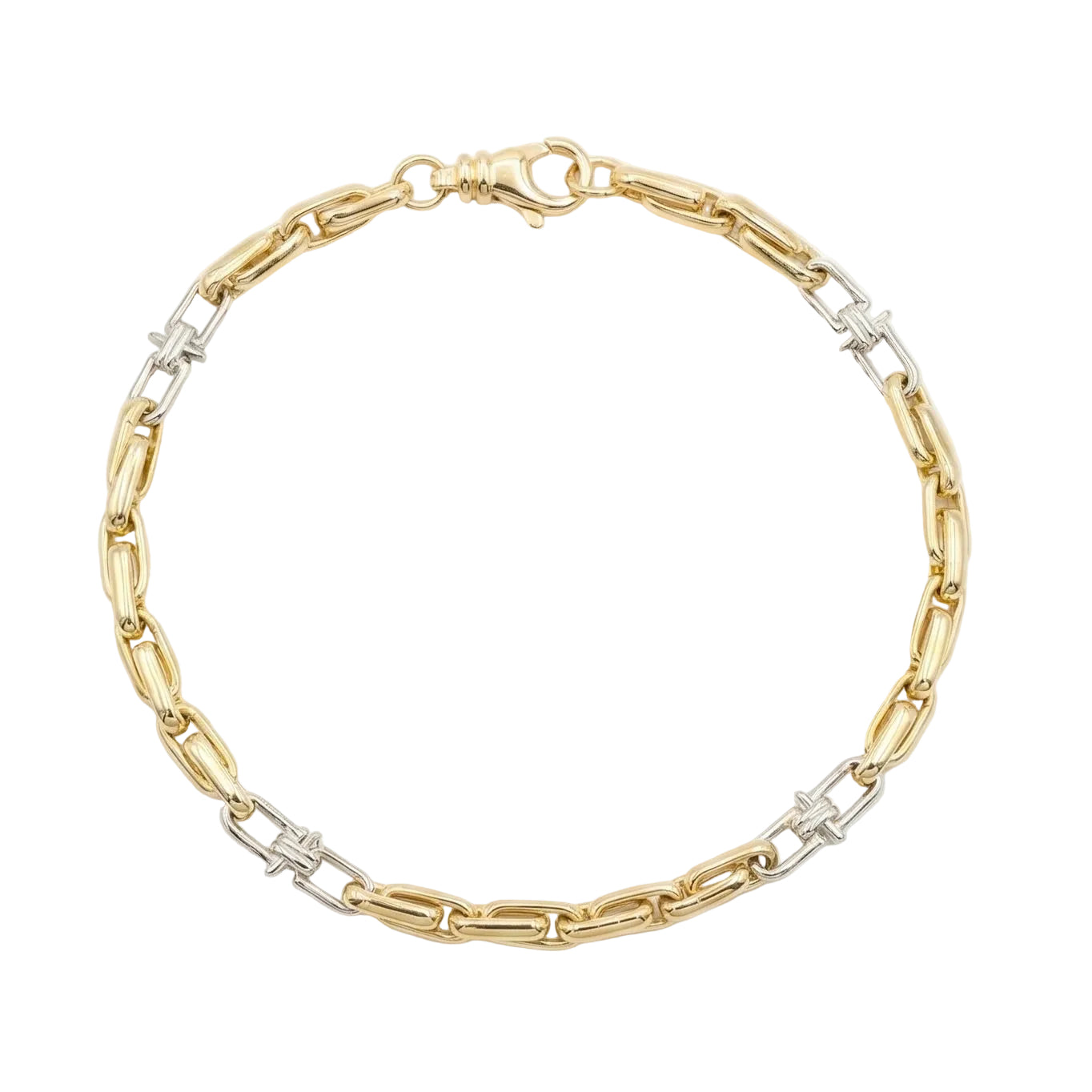 Men 18K Two Tone Gold Chain Bracelet