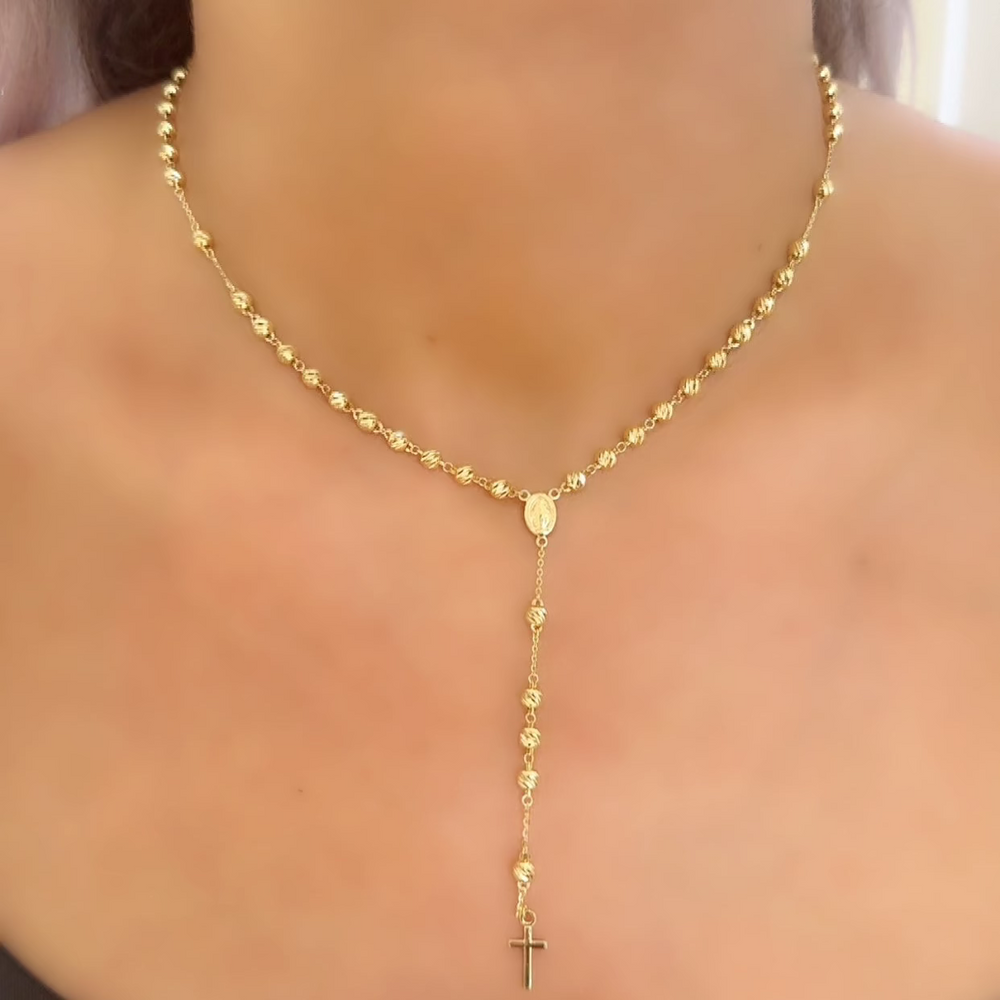 18K Gold Rosary Necklace