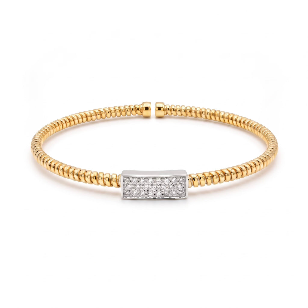 Diamond Two Tone Gold Cuff Bracelet