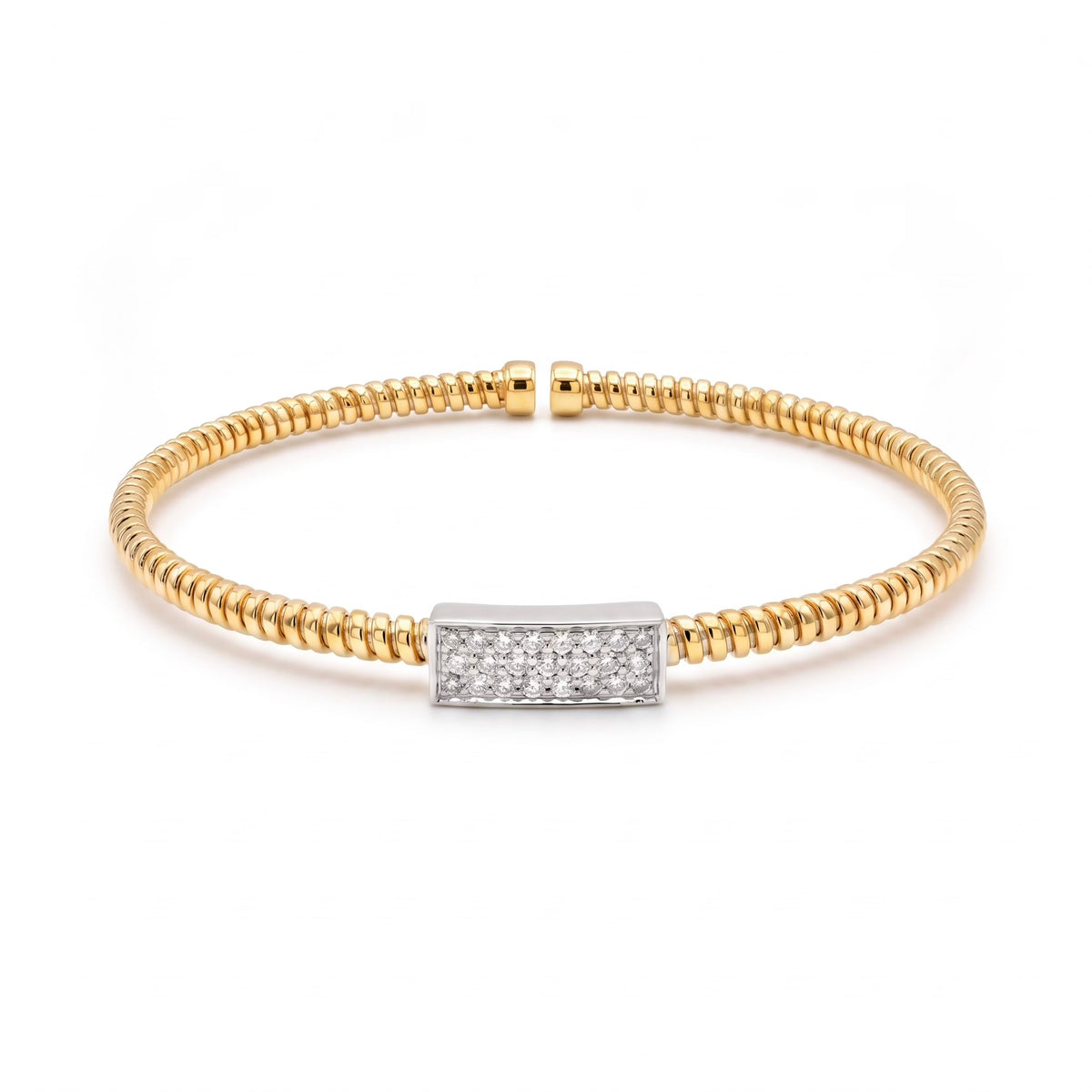 Diamond Two Tone Gold Cuff Bracelet
