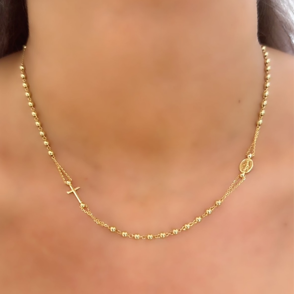 18K Gold Rosary Necklace