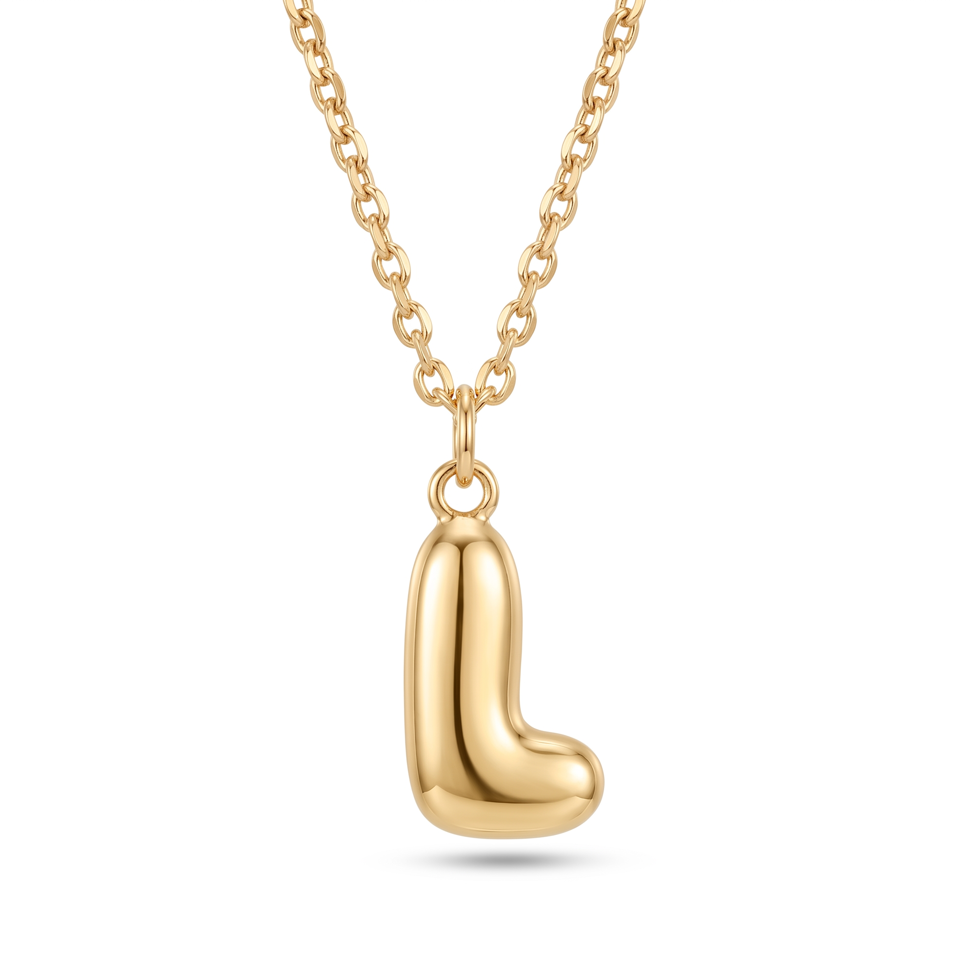 18K Yellow Gold Letter L Chain Necklace