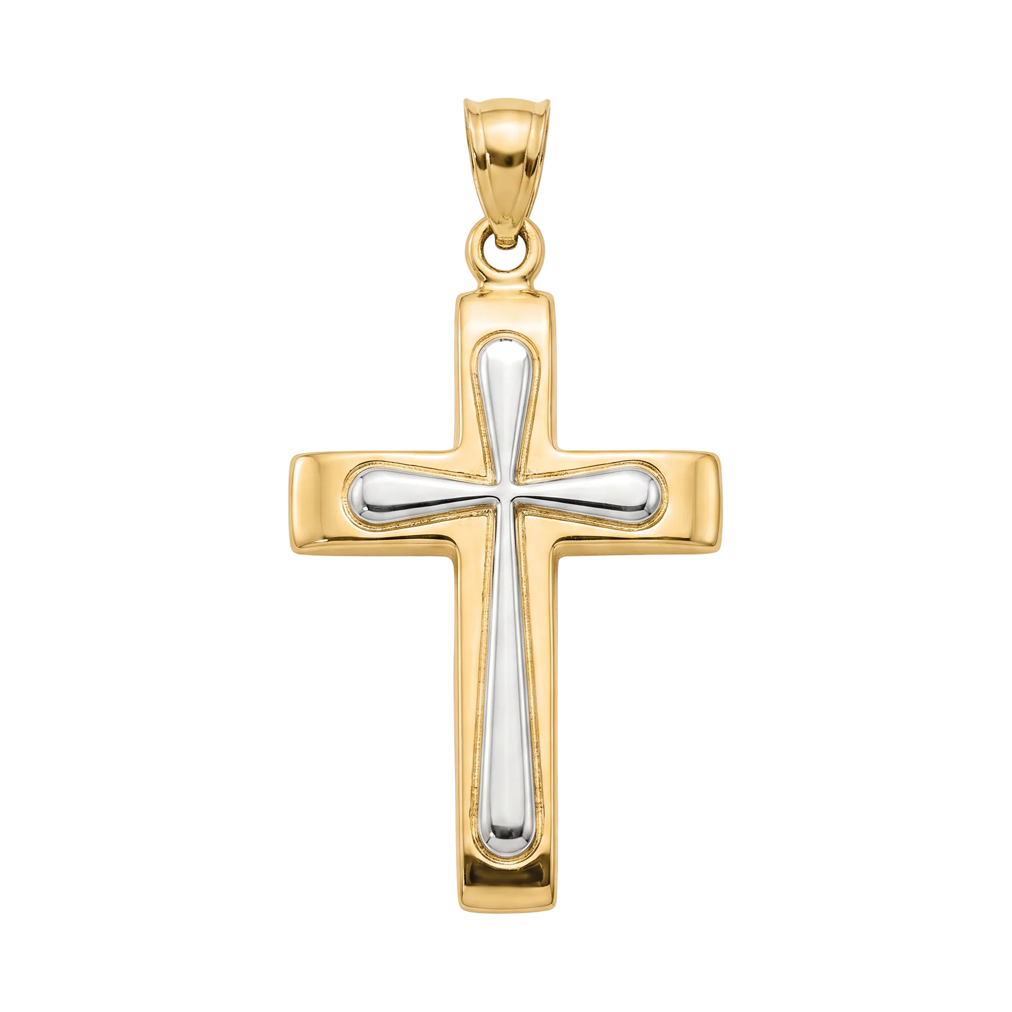 18k Gold Two Tone Cross Pendant