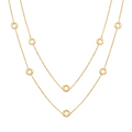 18K Yellow Gold Circle Double Chain Necklace