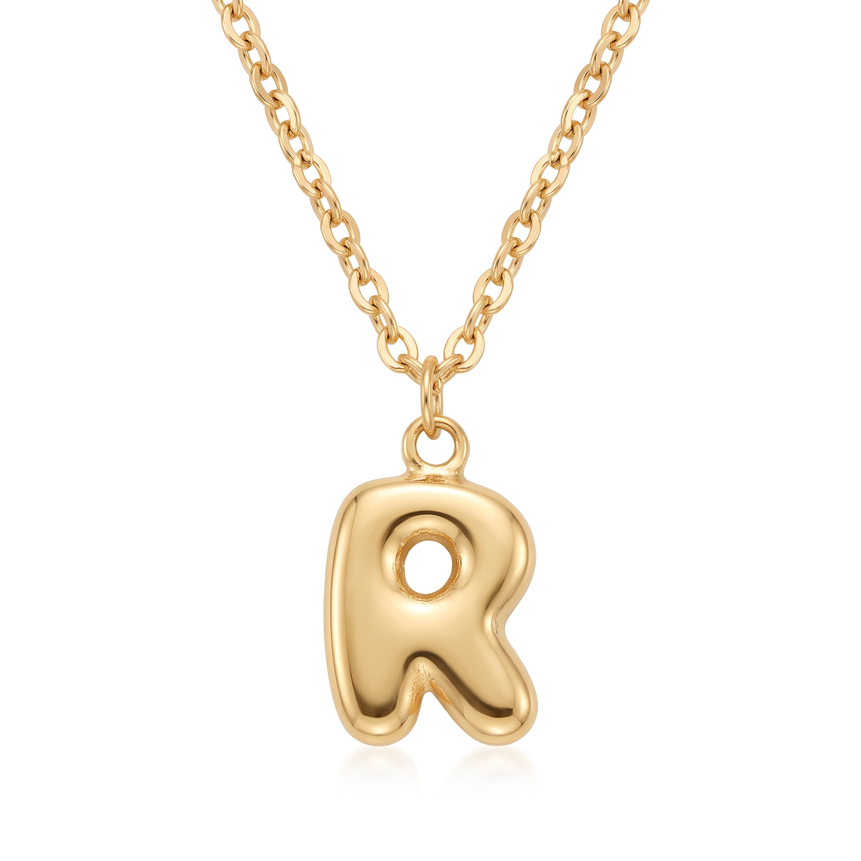 18K Yellow Gold Letter R Chain Necklace