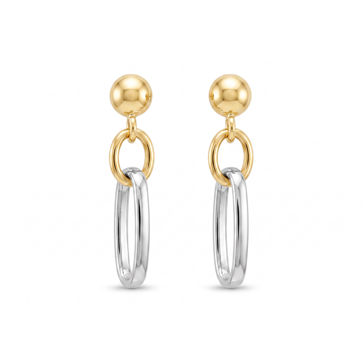 18K Two Tone Gold Dangle Earring