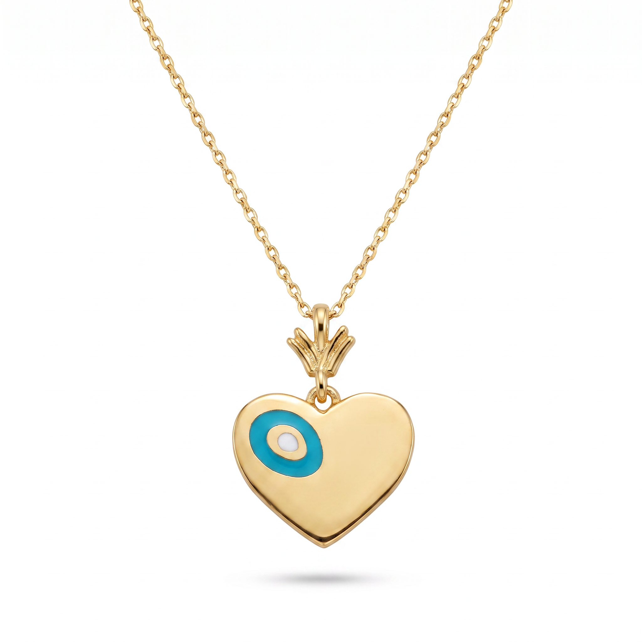 18K Yellow Gold Enamel Heart Necklace
