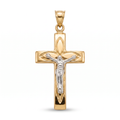 18K Two Tone Gold Crucifix Pendant