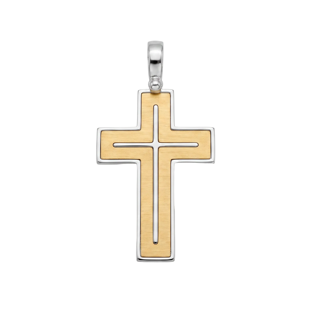 18K Two Tone Gold Cross Pendant