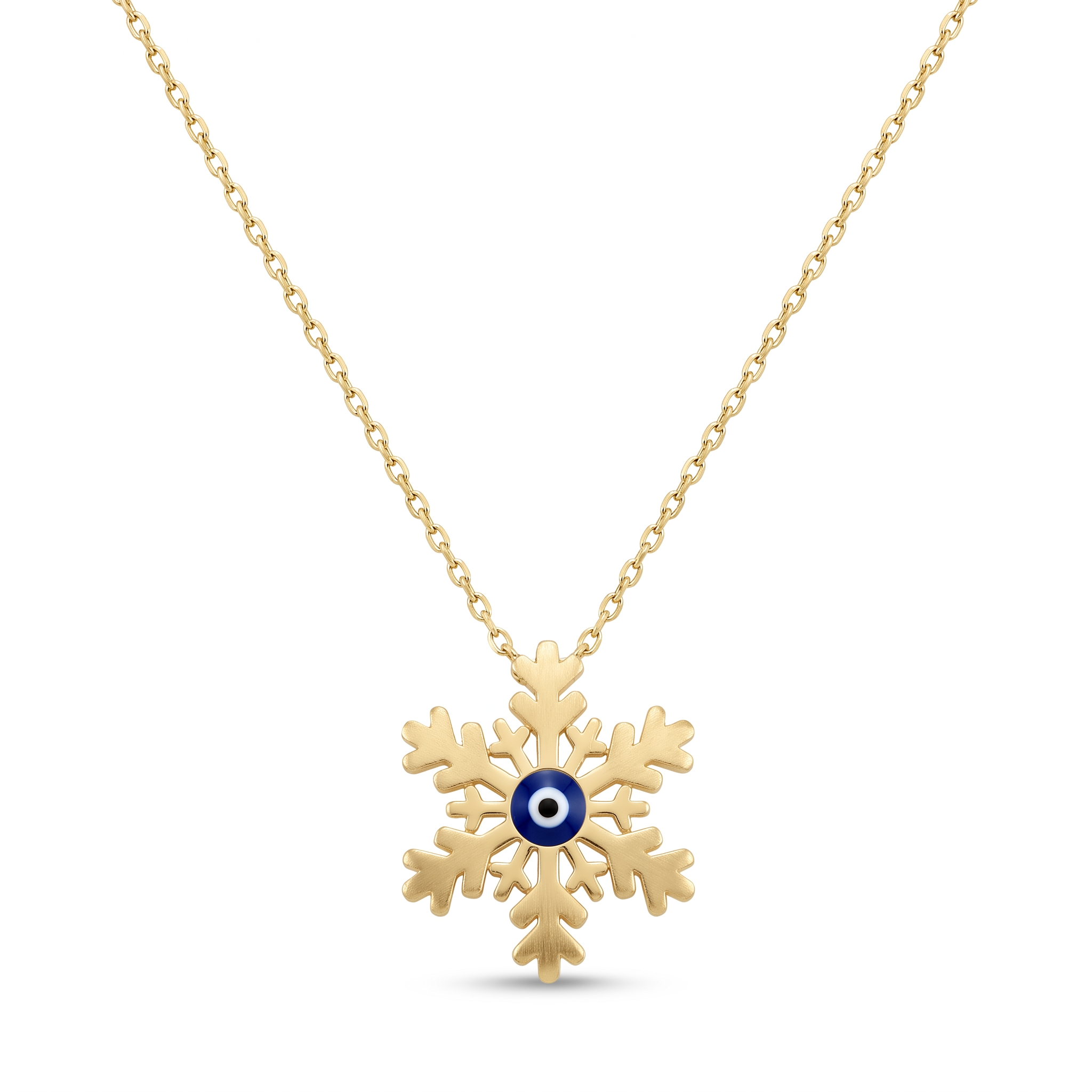 18K Yellow Gold Enamel Evil Eye Necklace
