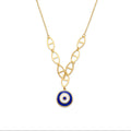 18K Yellow Gold Enamel Evil Eye Necklace