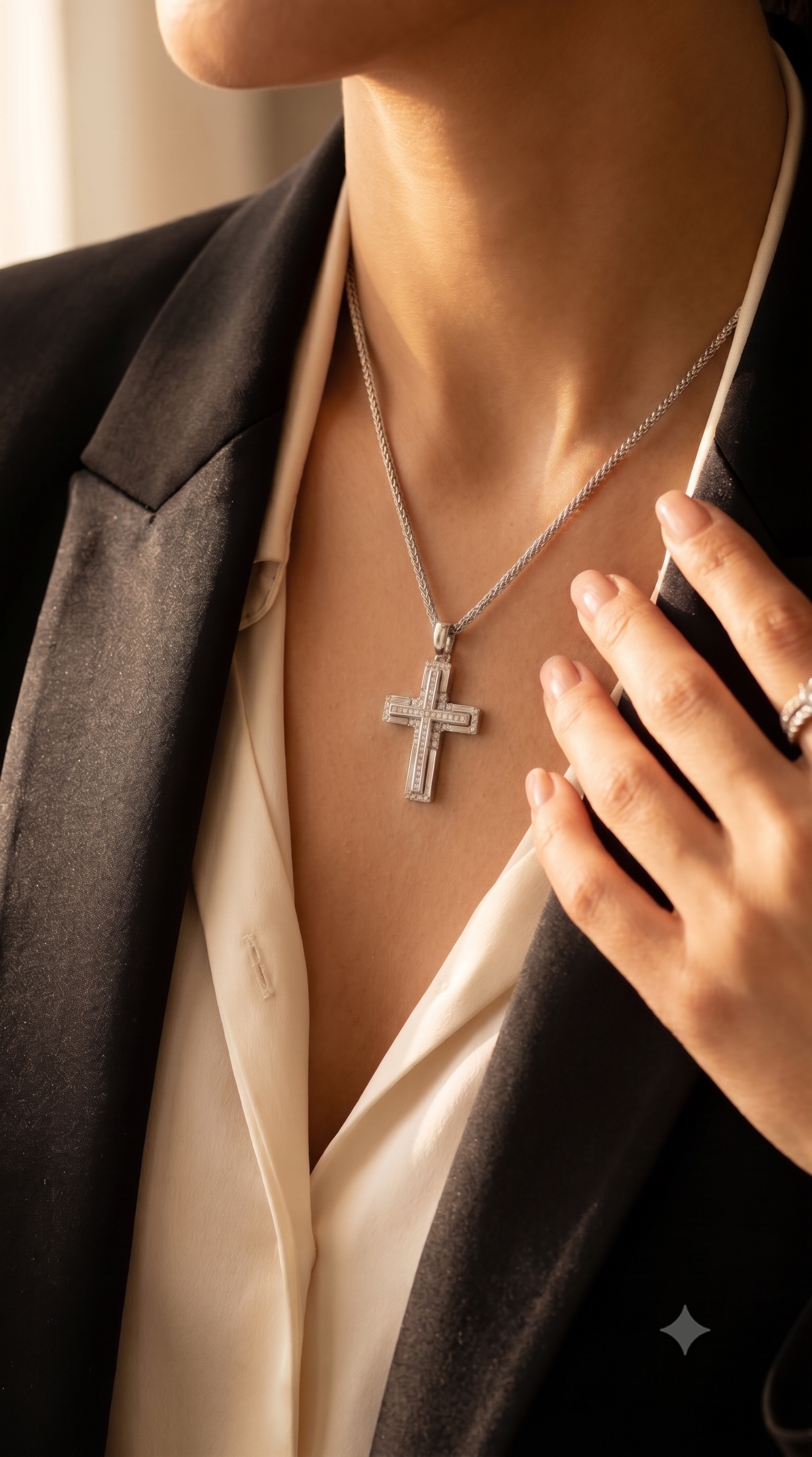 Diamond White Gold Cross Necklace