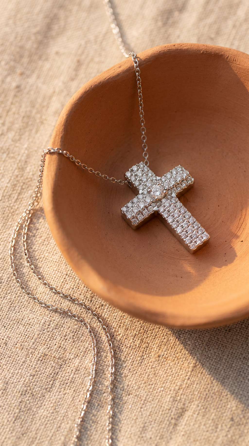 Diamond White Gold Cross Necklace