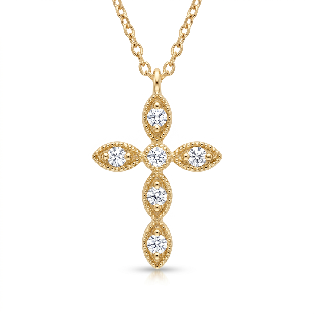 Diamond Yellow Gold Cross Necklace