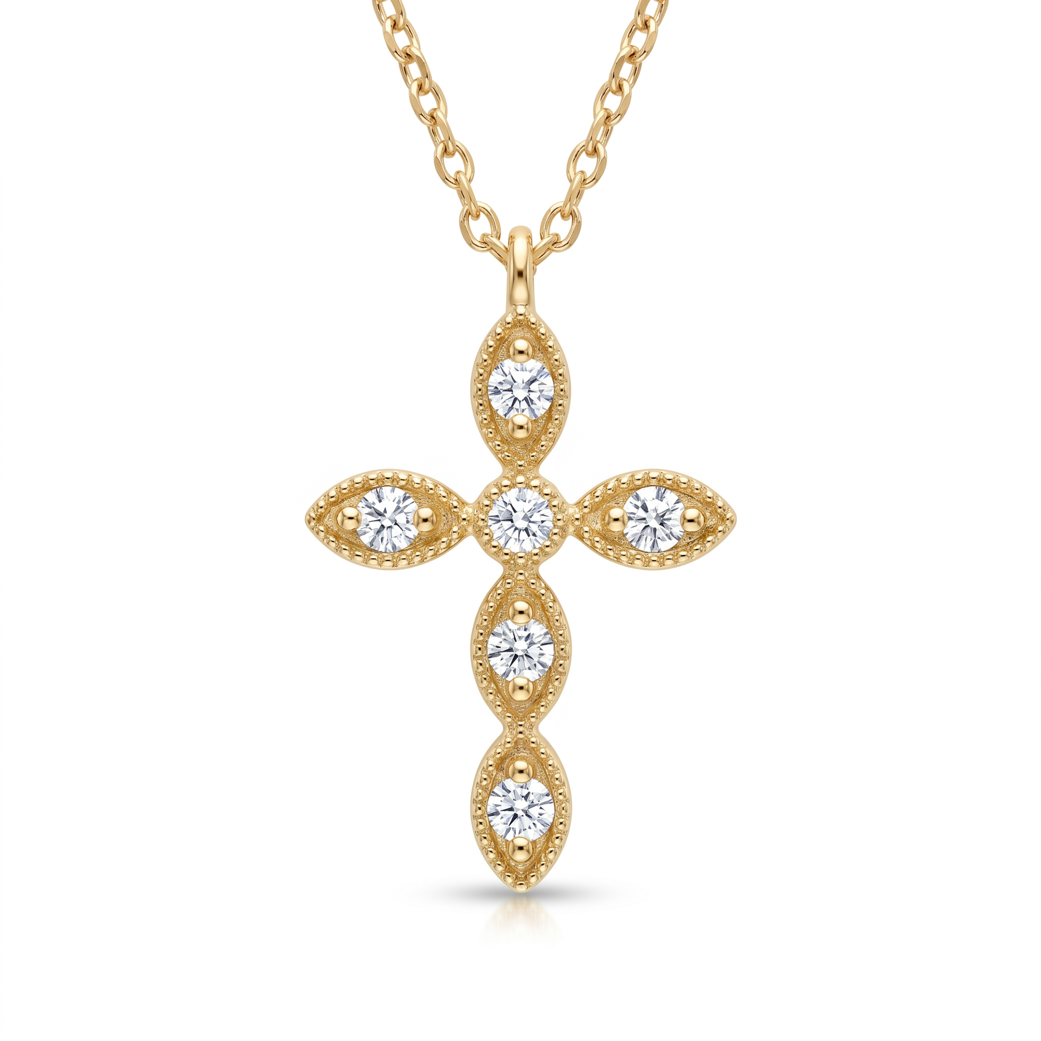 Diamond Yellow Gold Cross Necklace