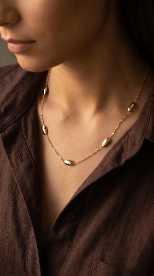 18K Gold Oval Chain Necklace