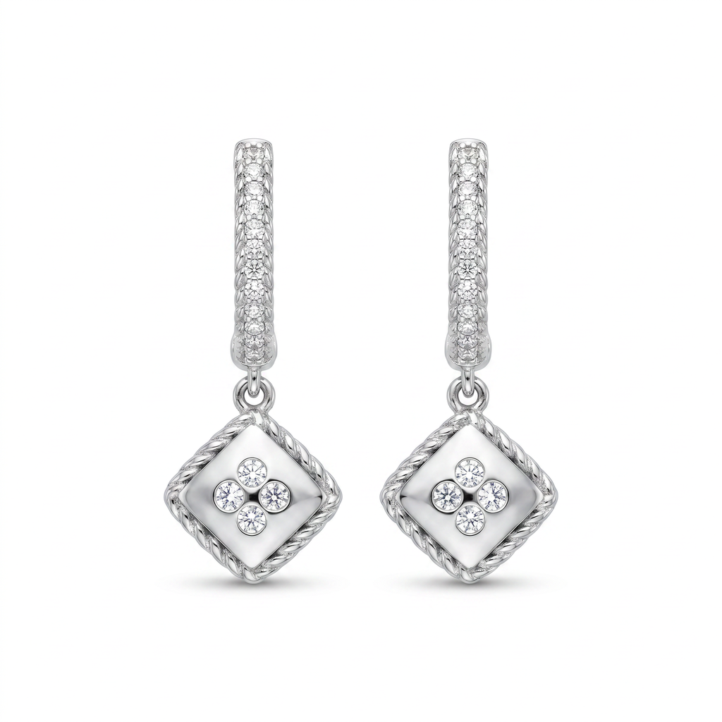 Diamond White Gold Hoop Earrings