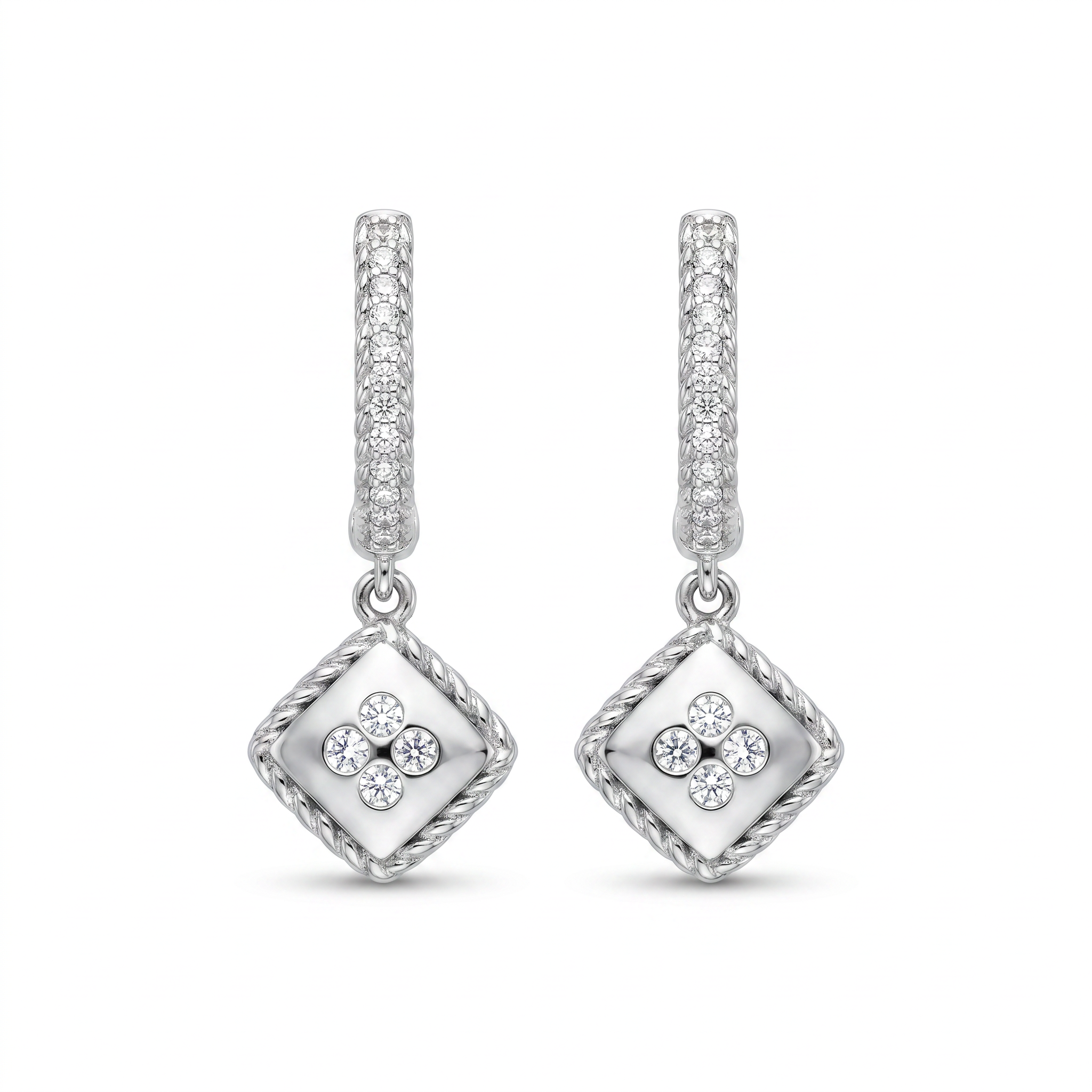 Diamond White Gold Hoop Earrings