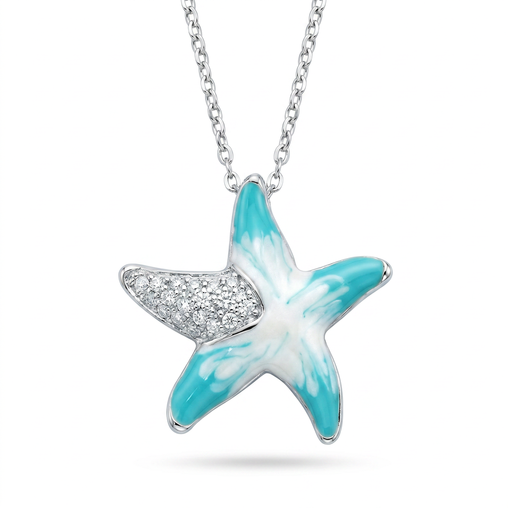 Diamond White Gold Starfish Necklace