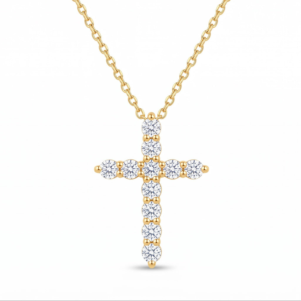 Diamond Yellow Gold Cross Chain Necklace