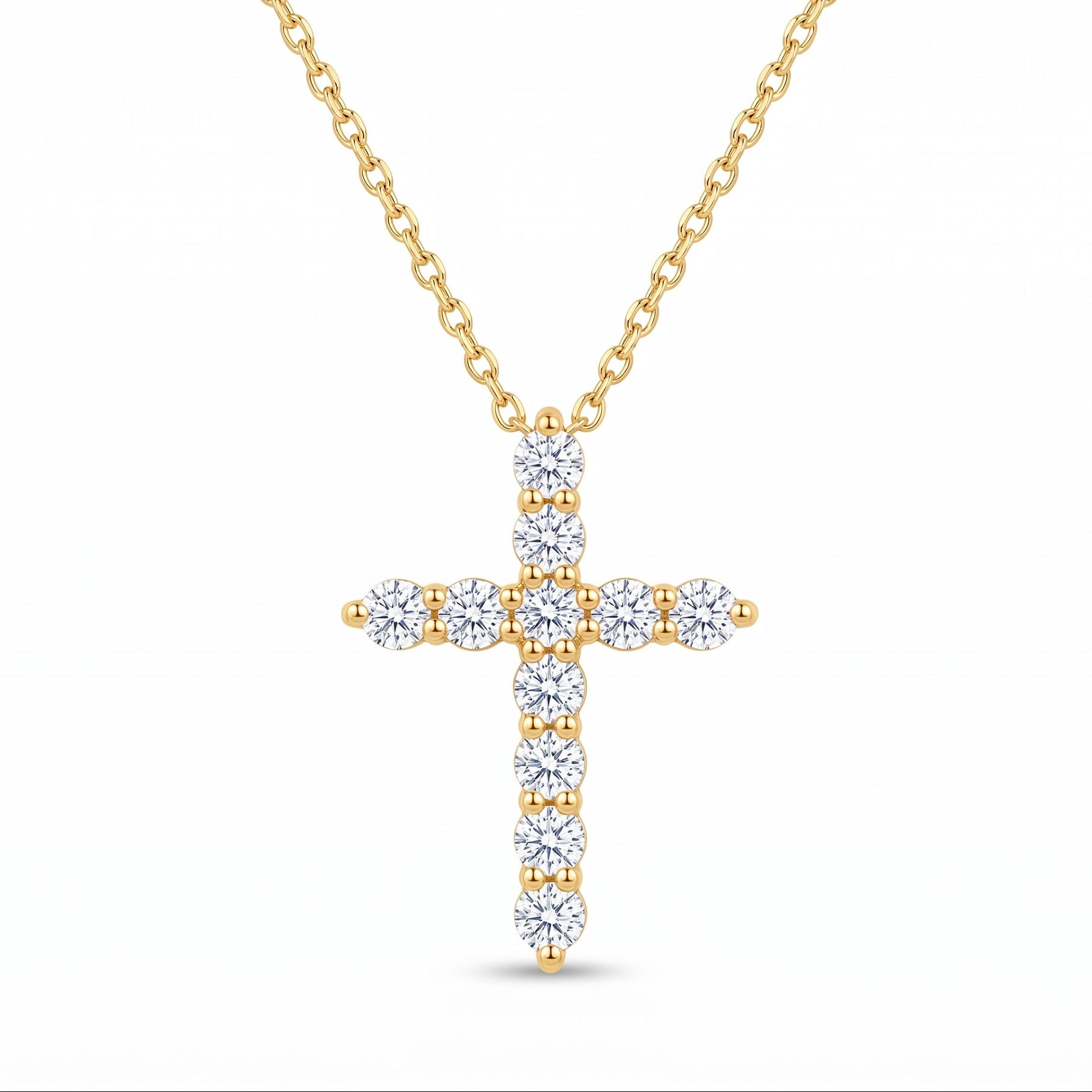 Diamond Yellow Gold Cross Chain Necklace