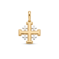18K Two Tone Gold Jerusalem Cross Pendant