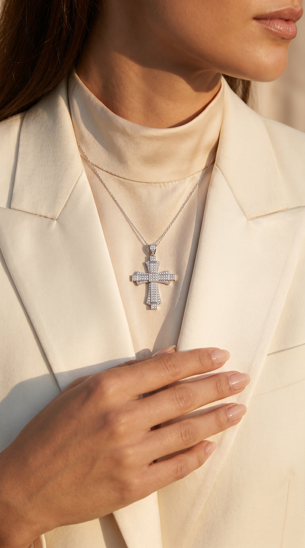 Diamond White Gold Cross Pendant