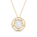18K Yellow Gold Cubic Zirconia Mother Of Pearl Chain Necklace