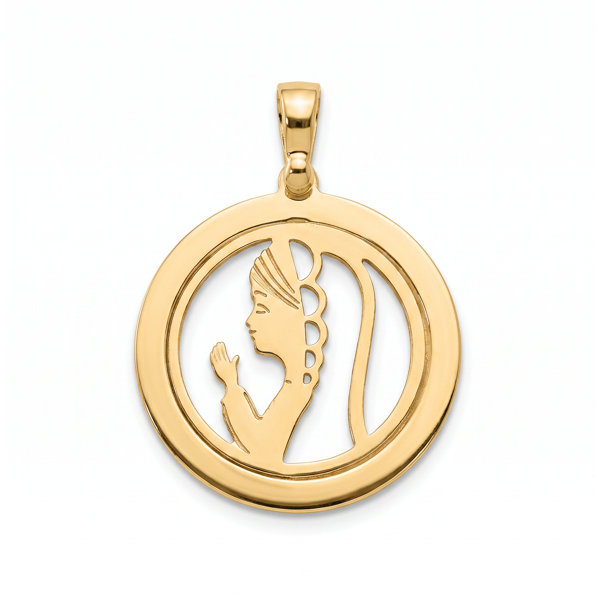 18K Yellow Gold St. Mary Icon Pendant