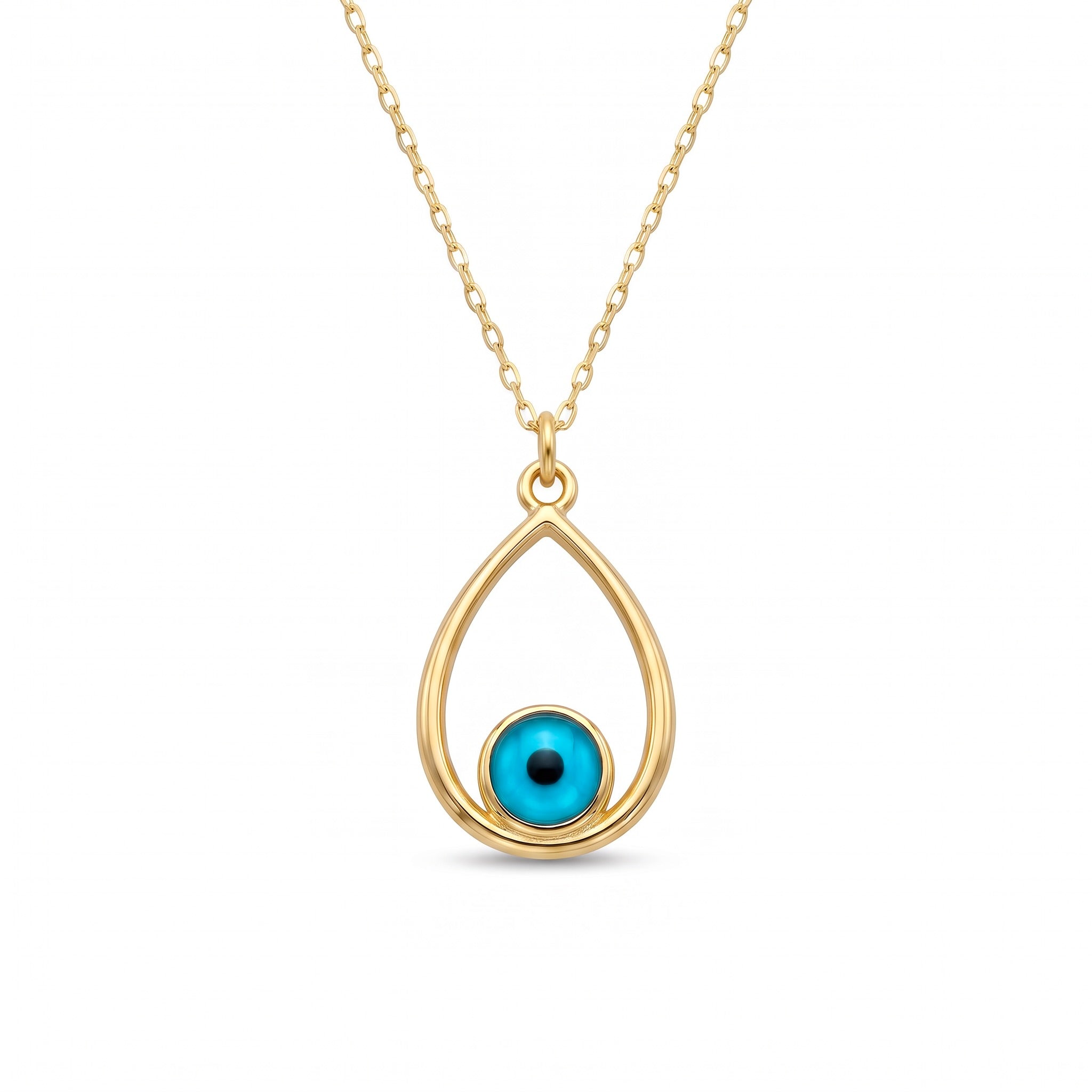 18K Yellow Gold Evil Eye Necklace
