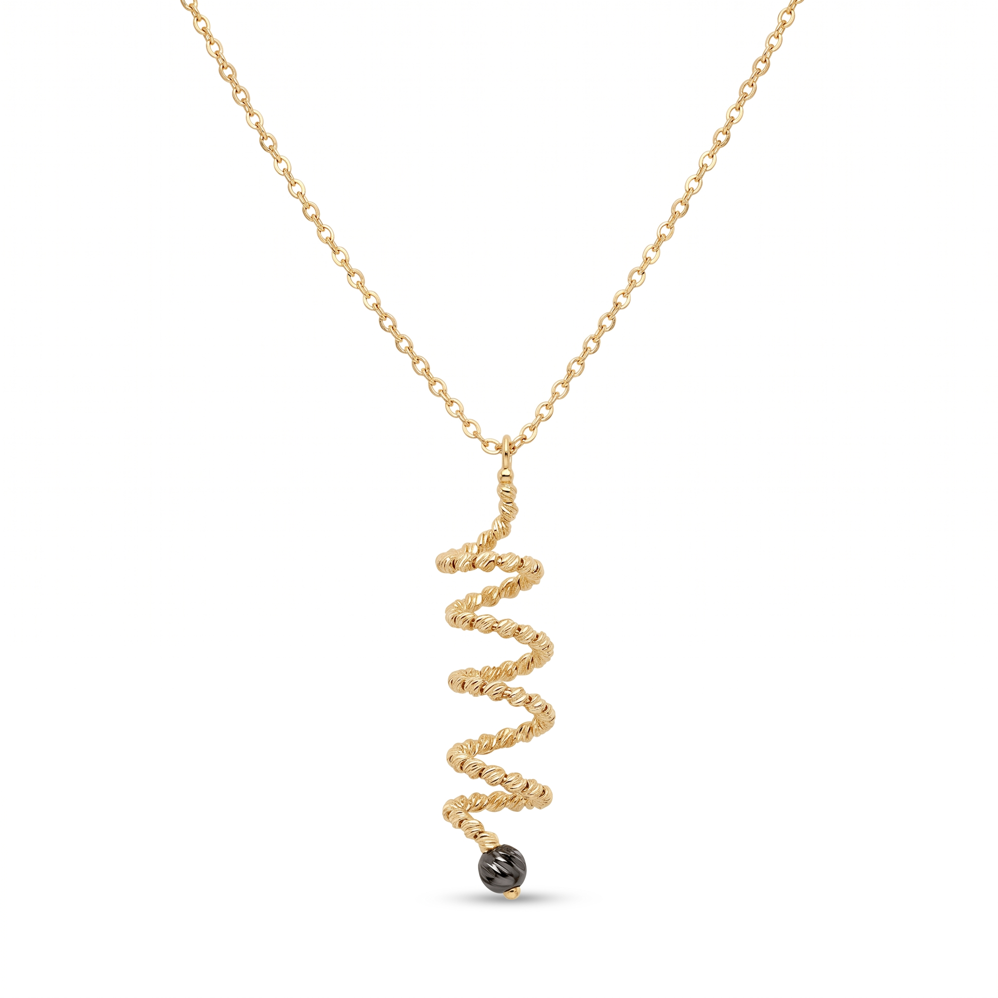 18K Yellow Gold Black Rhodium Chain Necklace