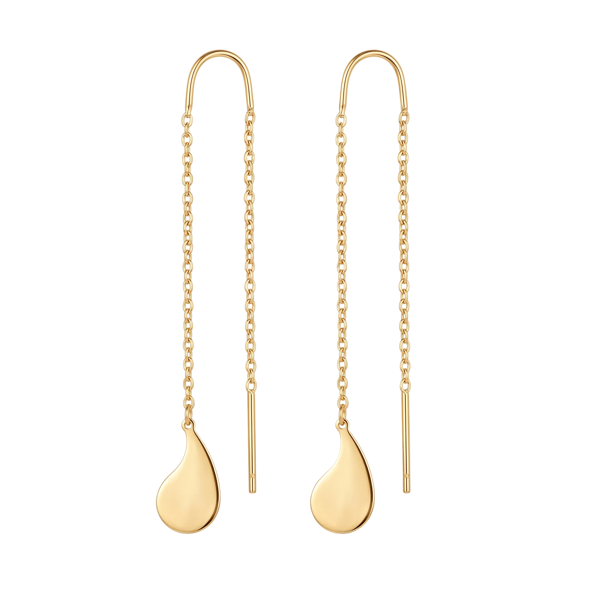 18K Yellow Gold Tear Drop Dangle Earrings