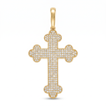 18K Yellow Gold Cubic Zirconia Pave Cross Pendant