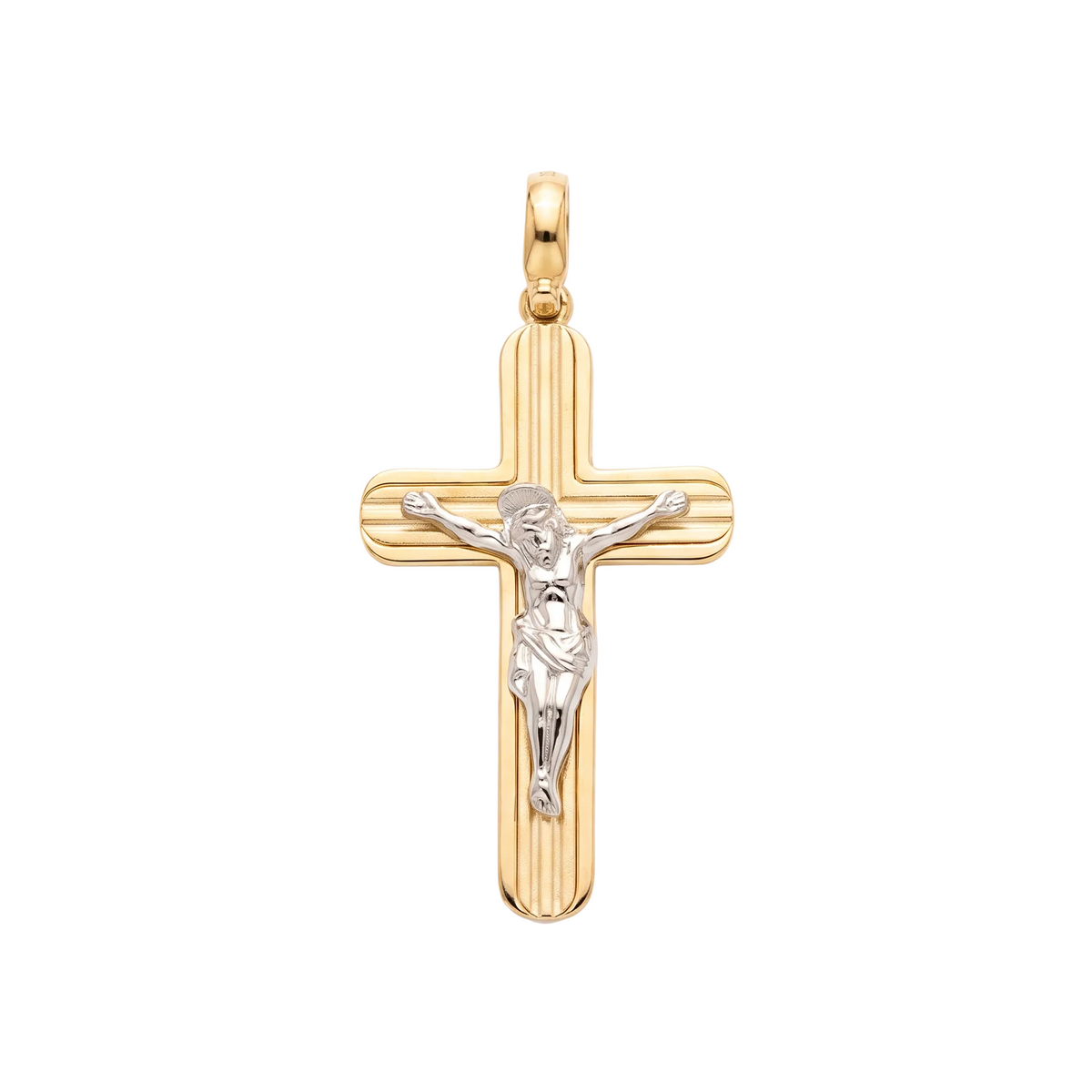 18k Gold Two Tone Cross Pendant