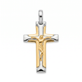18K Two Tone Gold Crucifix Pendant
